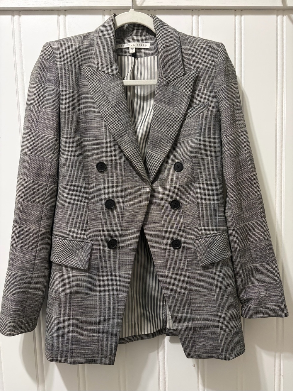 Veronica Beard Glen Plaid Double-Breasted Dickey Blazer Size 0